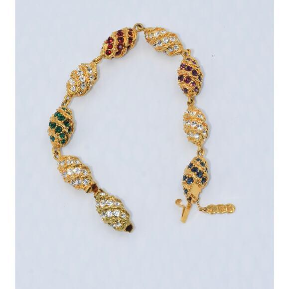 CAMROSE & KROSS JBK Jackie Kennedy Royal Egg Gold Tone/Rhinestone Bracelet - Picture 9 of 10